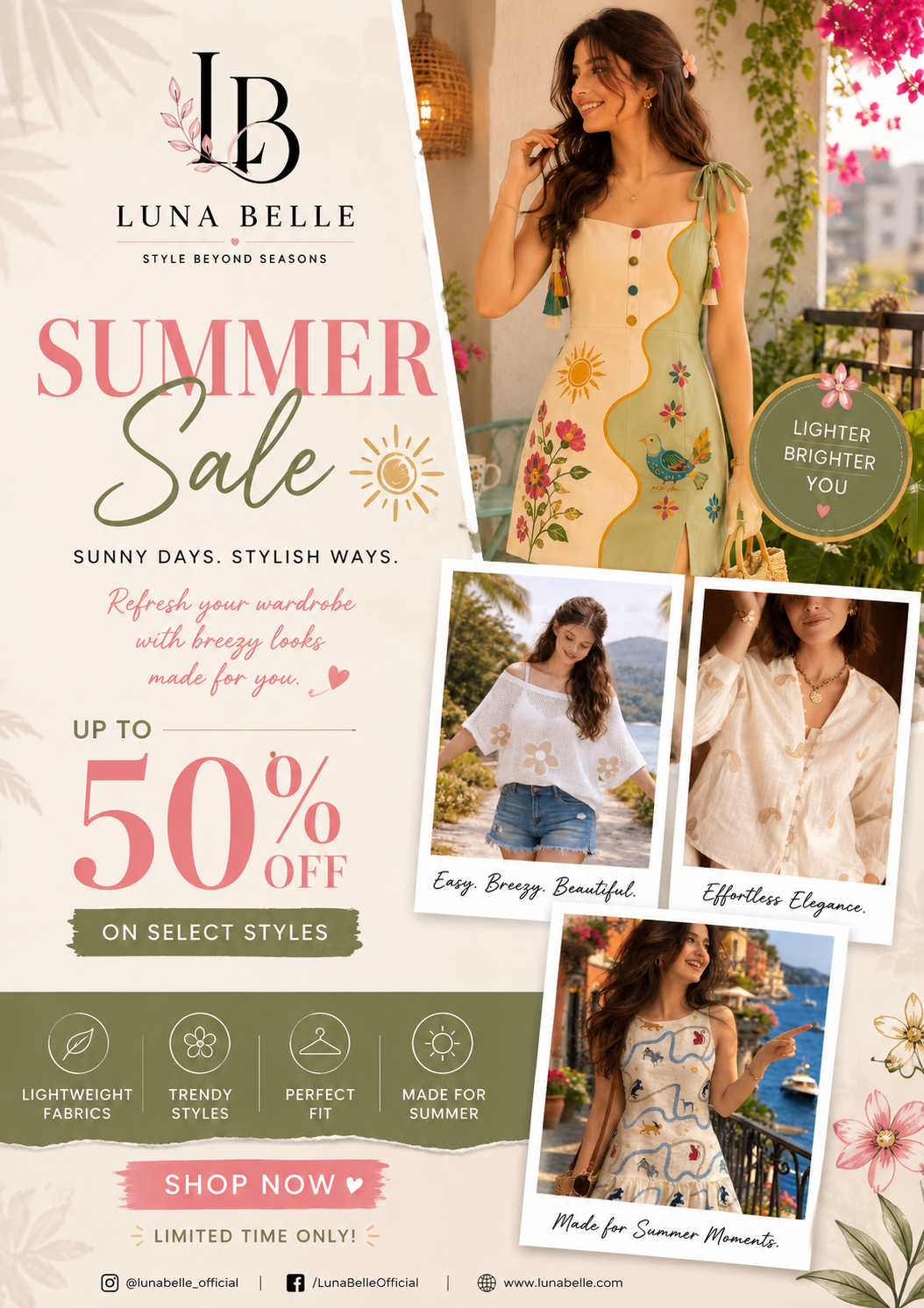 Luna Belle — Summer Sale campaign poster